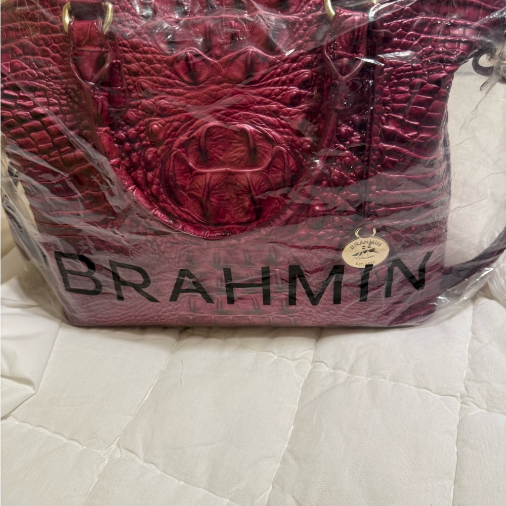 Brahmin Duxbury  leather satchel in hard to find POMEGRANATE!